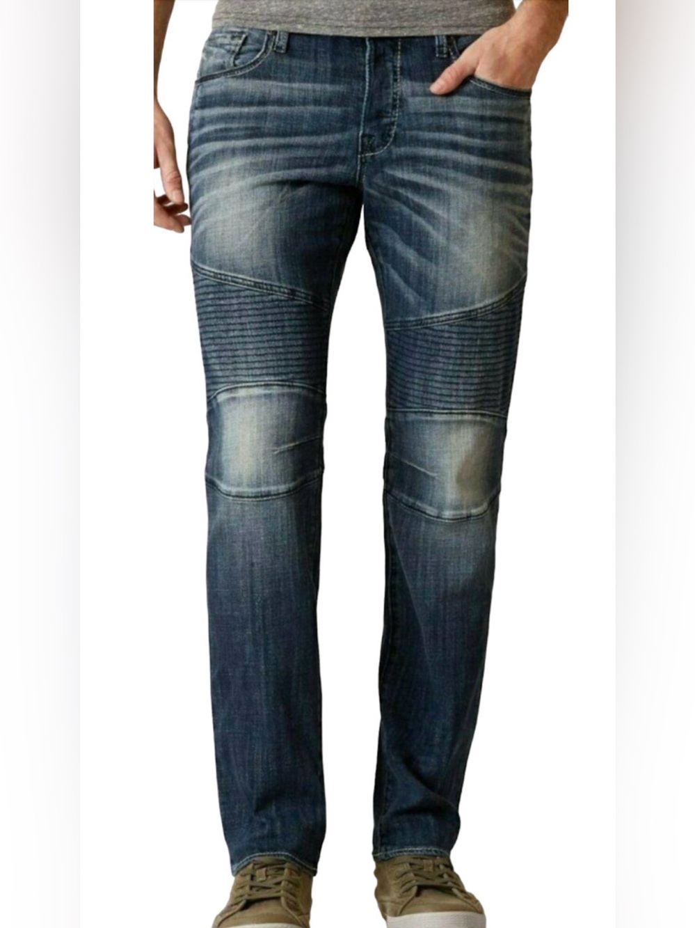 NEW BKE BUCKLE DENIM COLUNGA WASH JAKE SKINNY MOTO STRETCH JEANS 32R 32 AVC9003